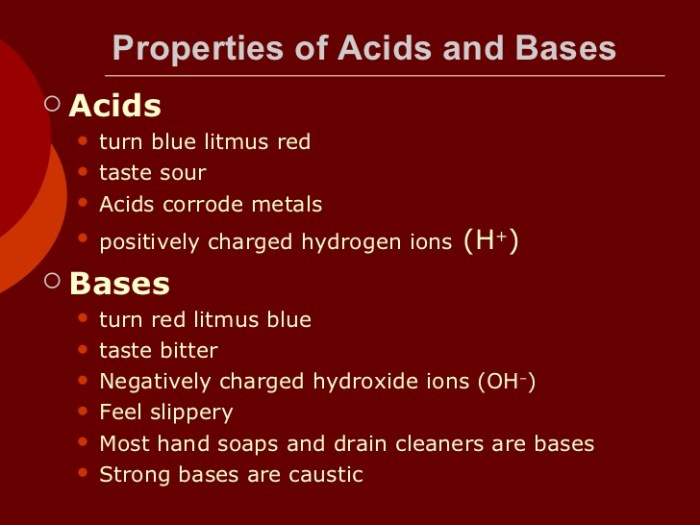 Acids and bases properties worksheet