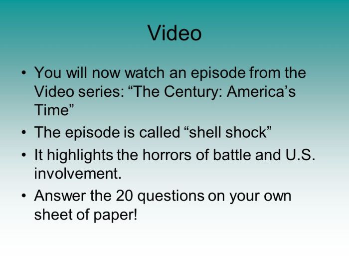 The century shell shock worksheet answers