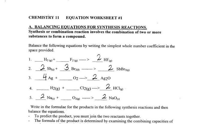 Predicting products of reactions worksheet