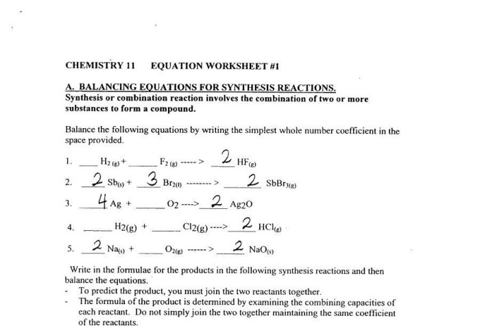 Predicting products of reactions worksheet